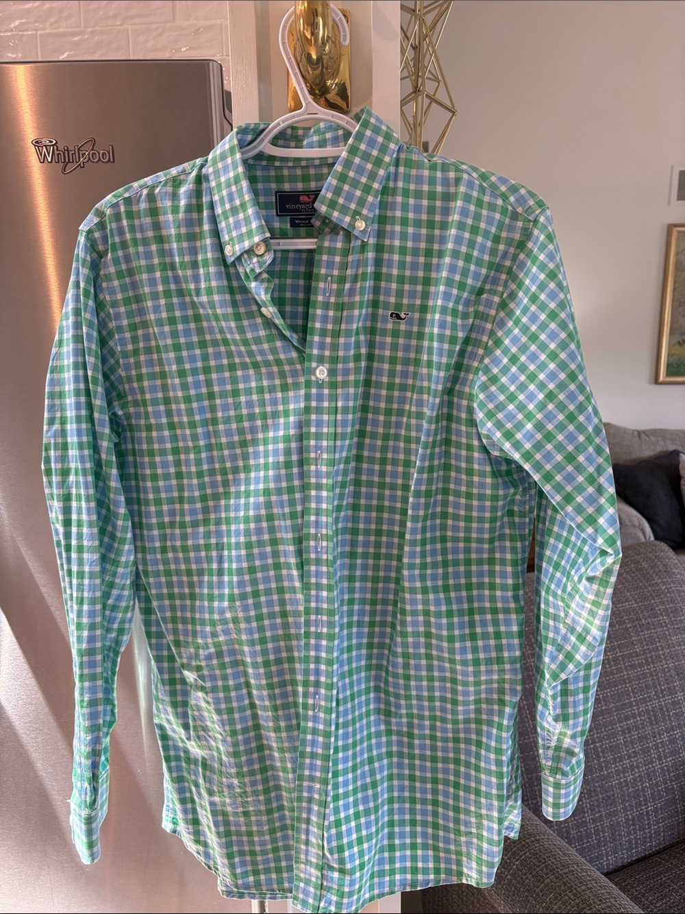 Vineyard Vines Green and Blue Gingham Button-Down Shirt